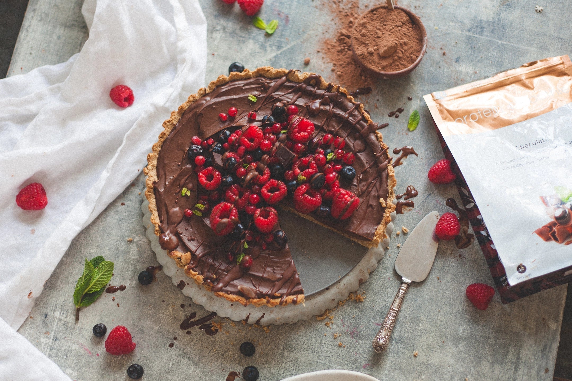 Chocolate avocado tart