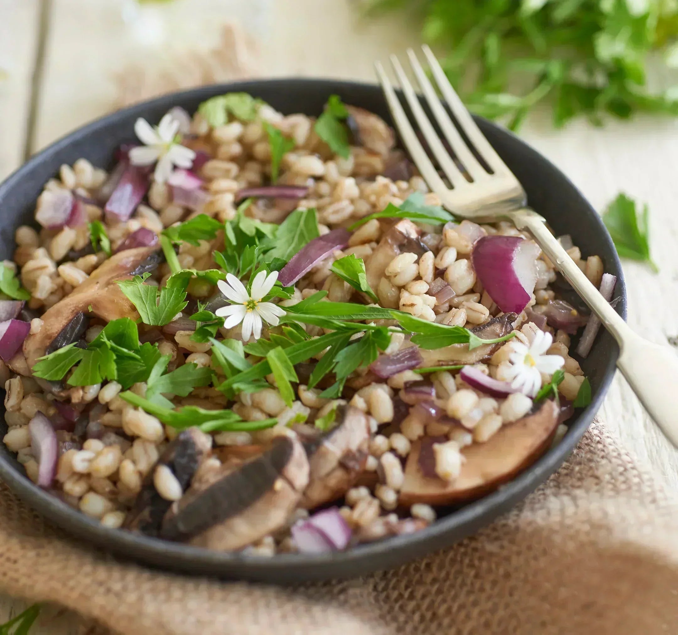 Pearl barley and mushroom risotto