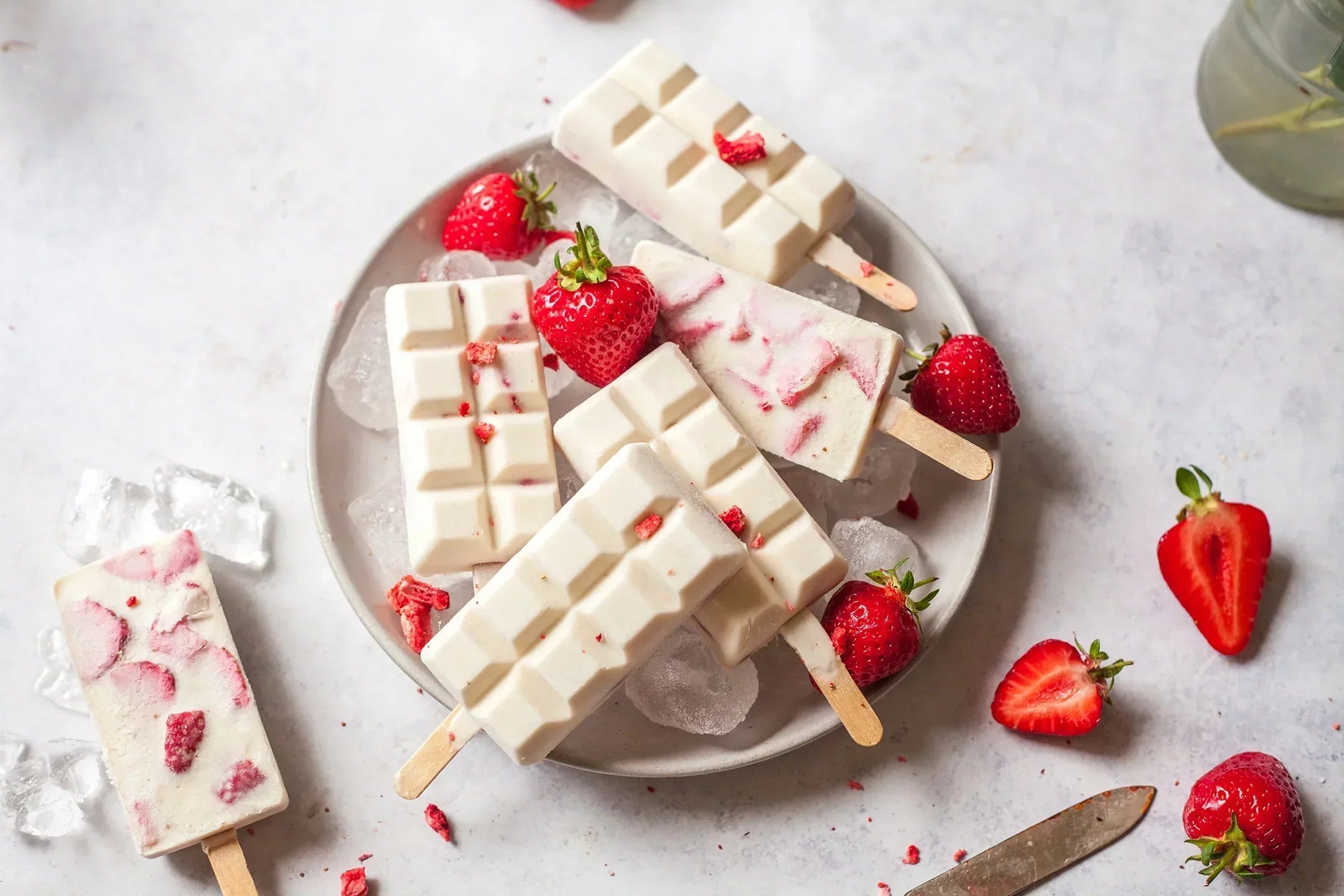 Vegan ice cream strawberries and cream