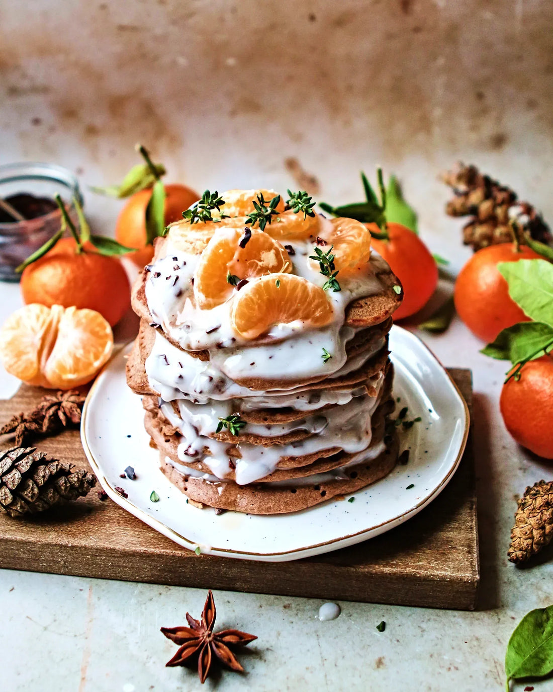 Spiced chocolate orange protein pancakes