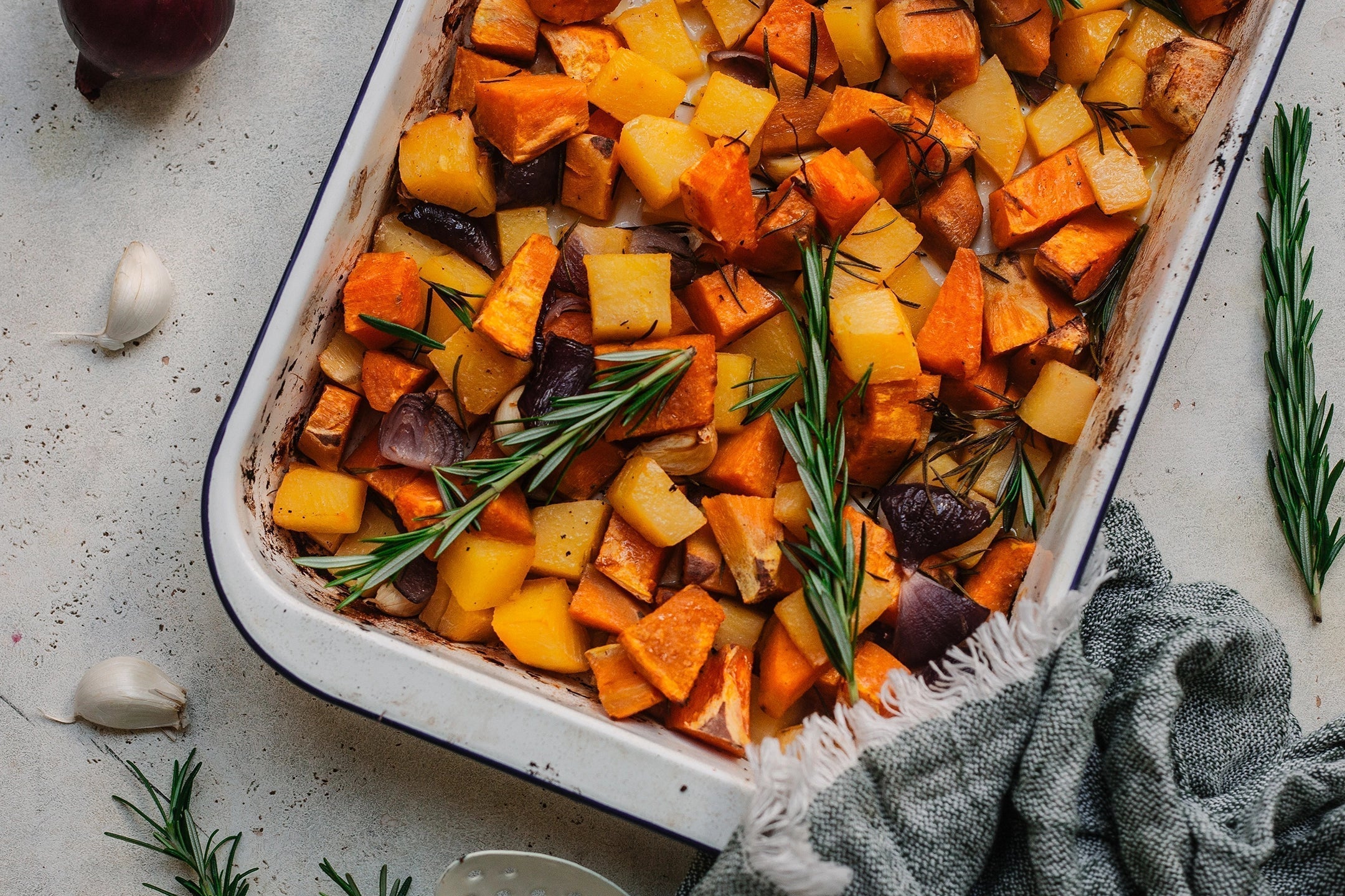 Roasted winter vegetables