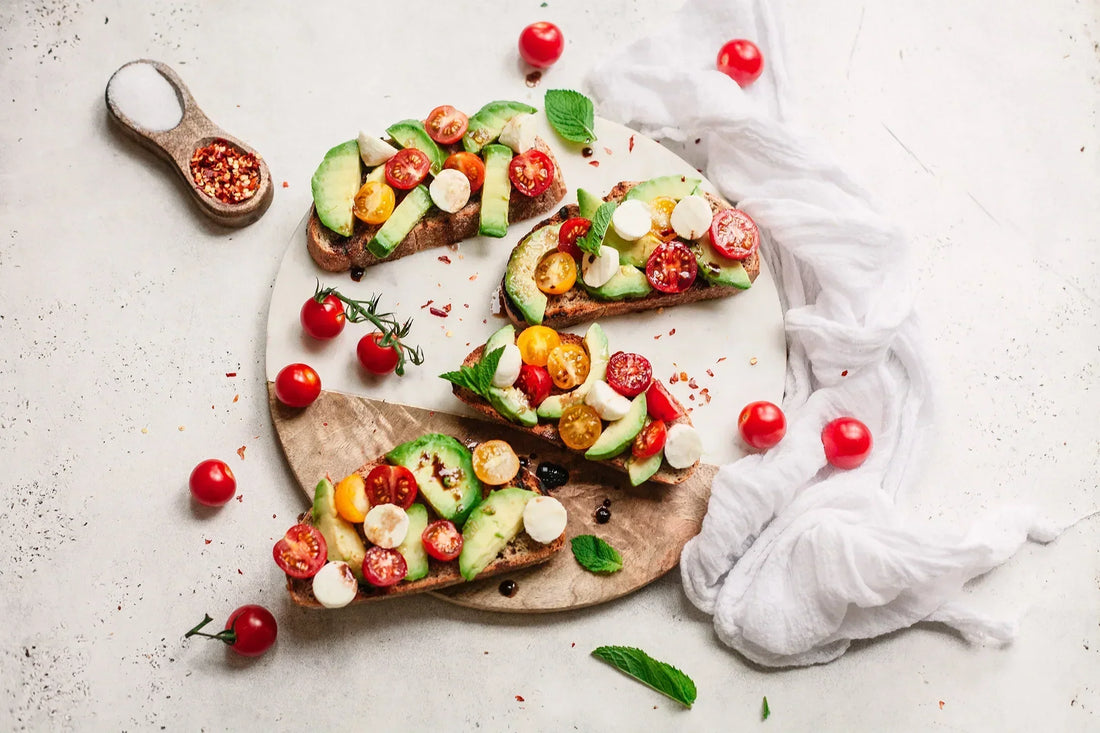 Avocado and mozzarella bruschetta