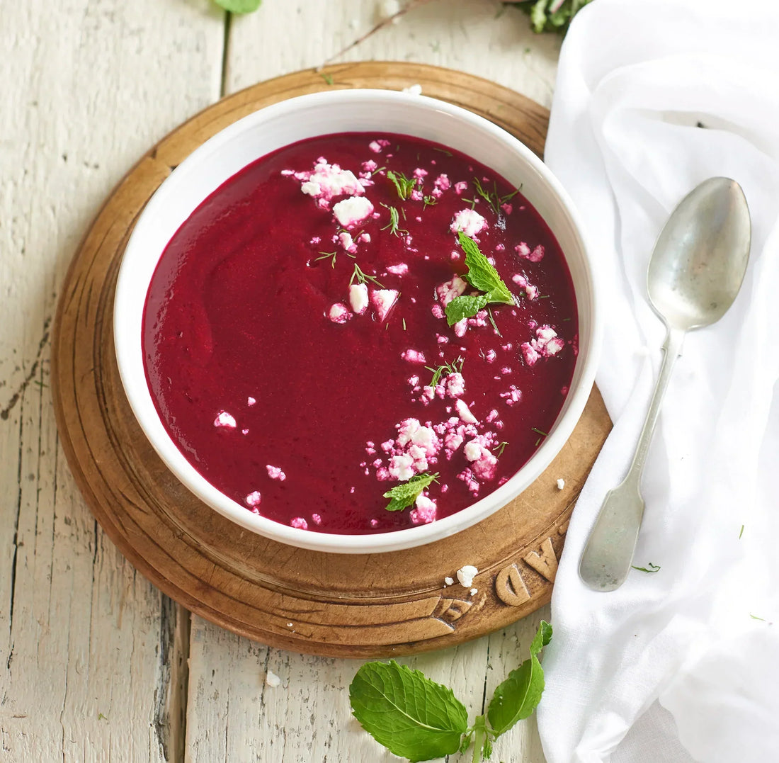 Beetroot and goat's cheese soup