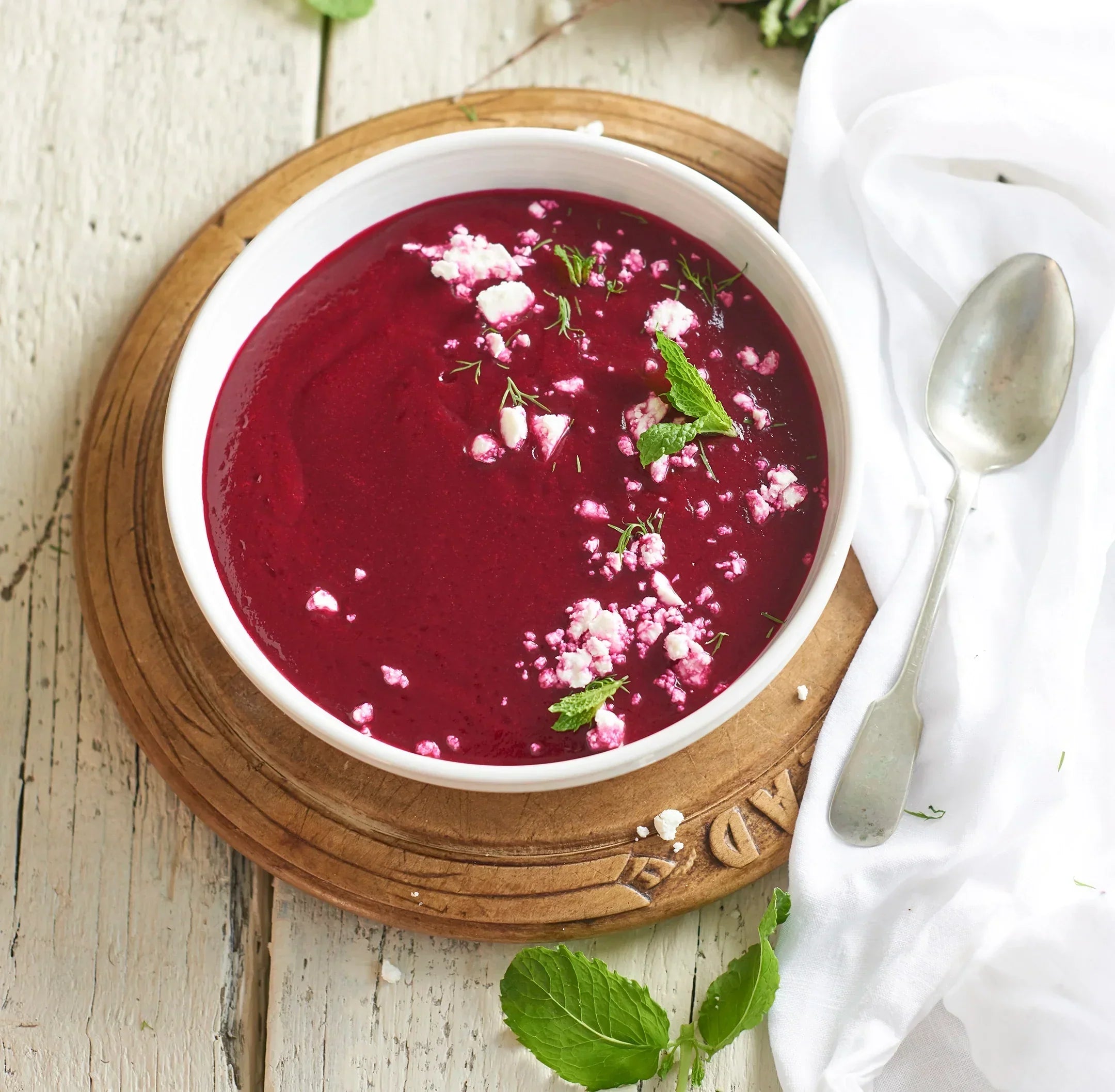 Beetroot and goat's cheese soup