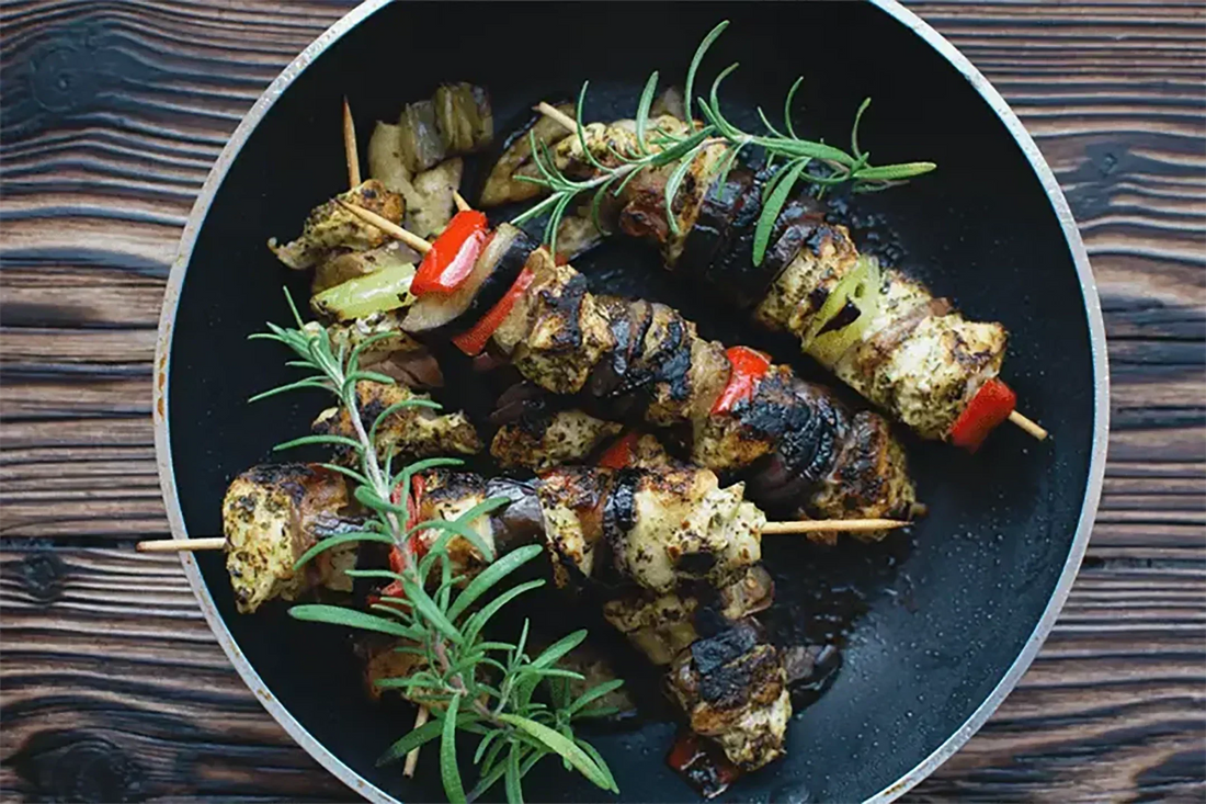 Herby chicken skewers