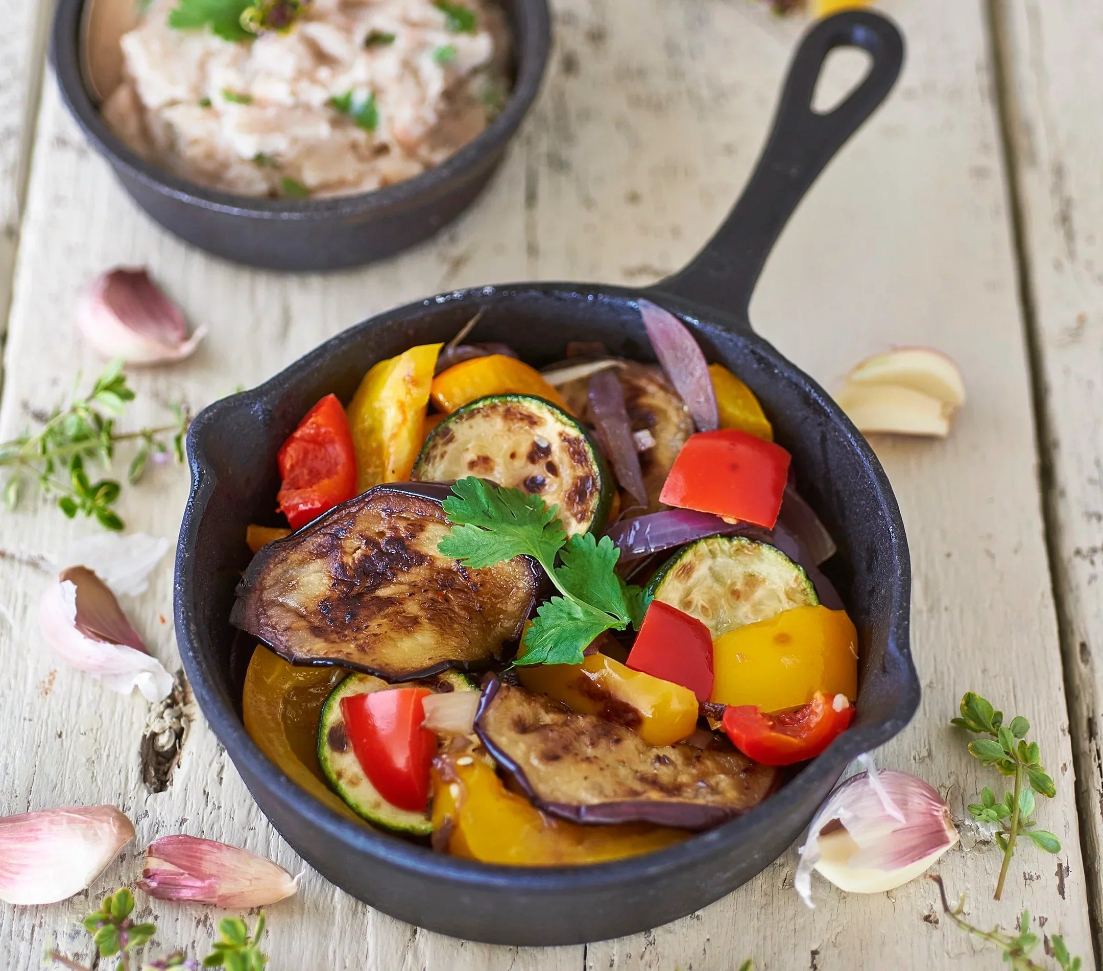 Mediterranean vegetables with bean mash