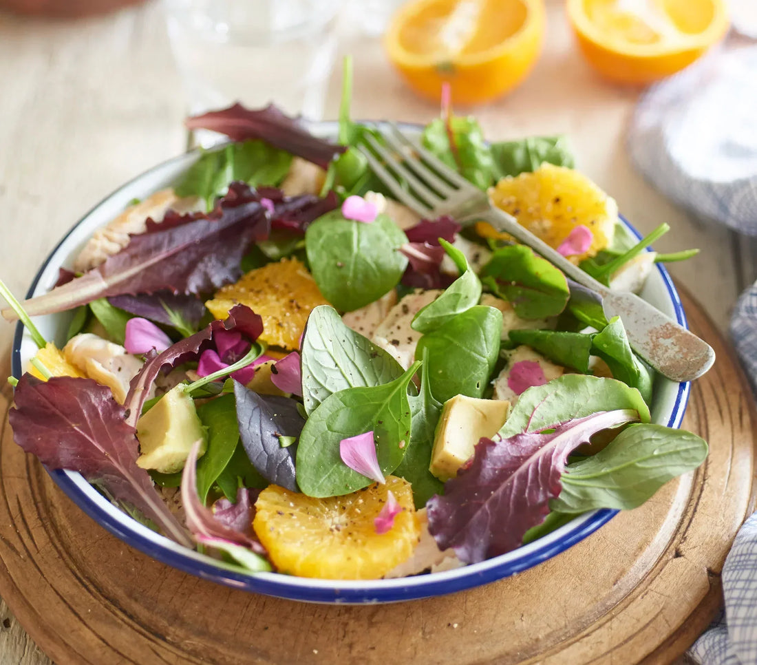 Chicken orange salad with avocado