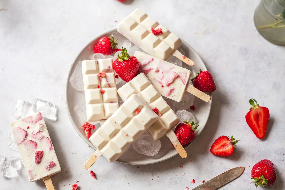 Vegan ice cream strawberries and cream
