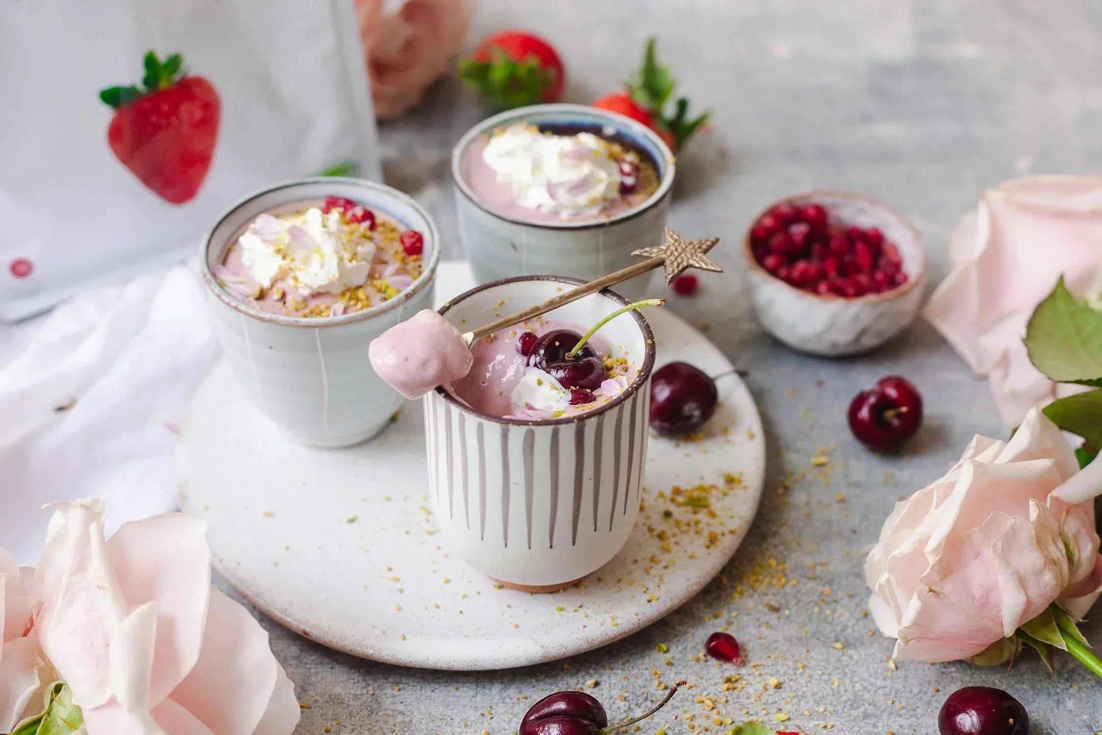 Tofu smoothie with strawberry