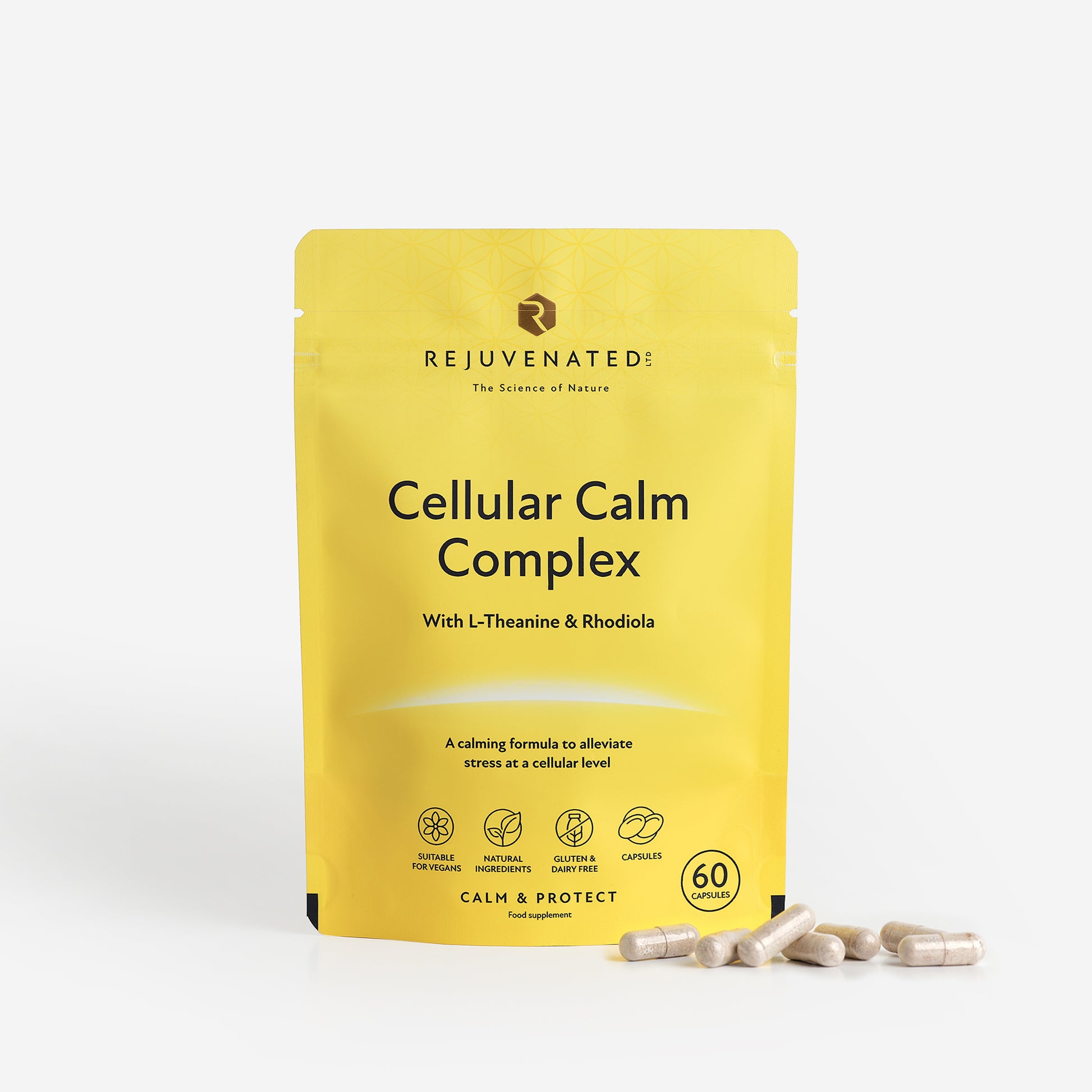 Rejuvenated Cellular Calm Complex Front of Pouch (60 Capsules)