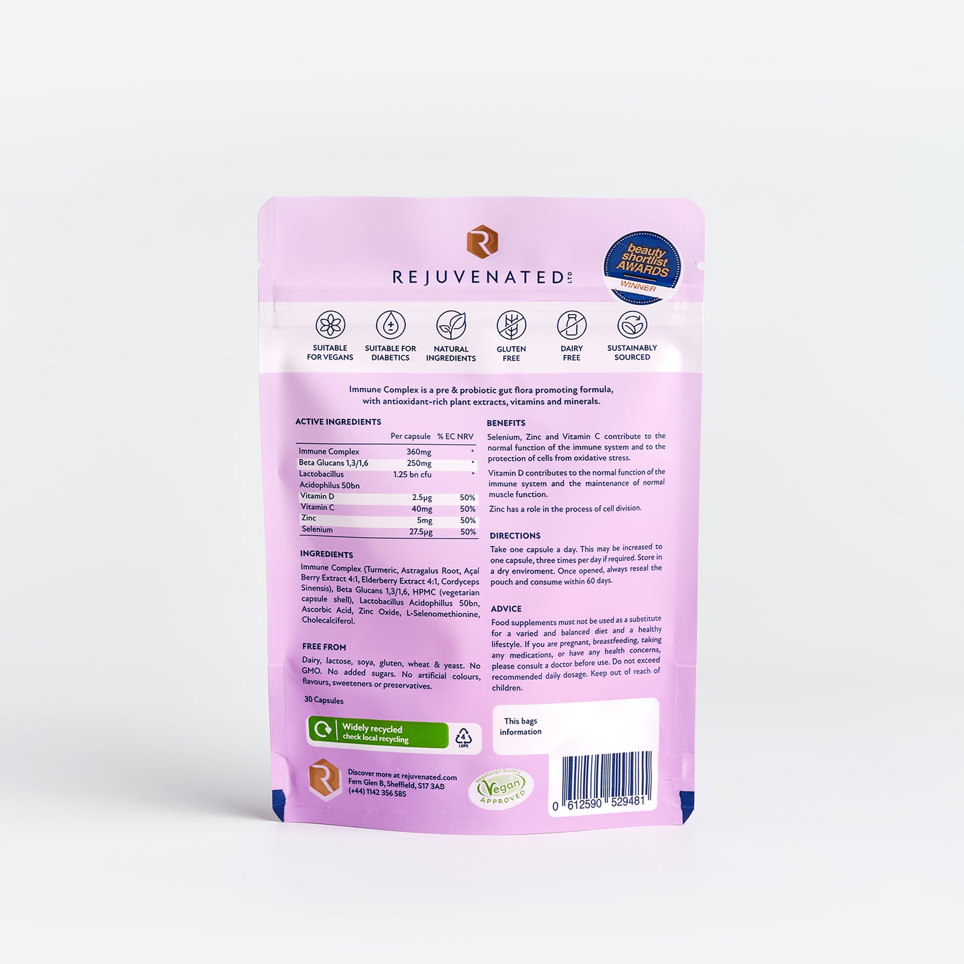 Rejuvenated Immune Complex Back of Pouch (30 Capsules)