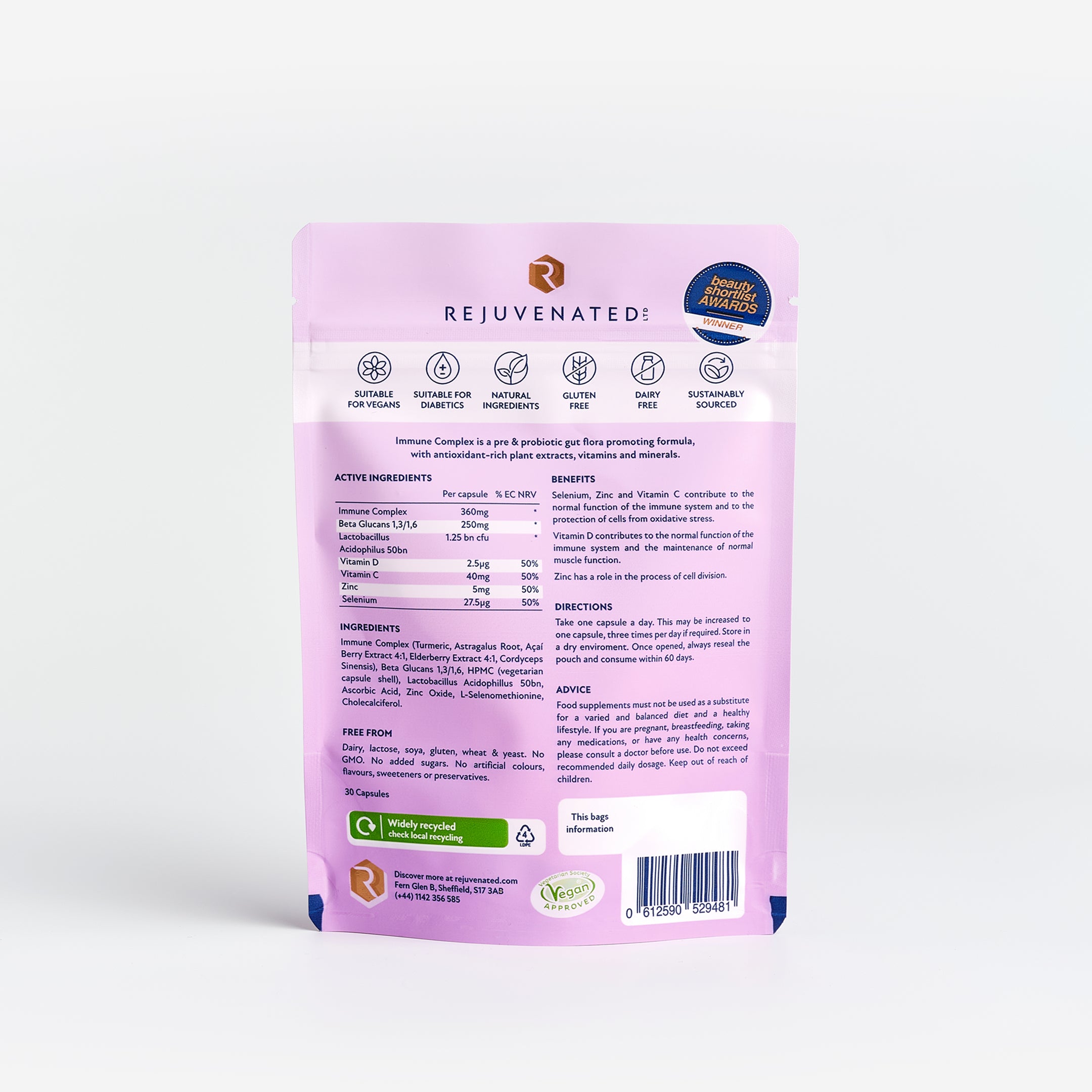 Rejuvenated Immune Complex Back of Pouch (30 Capsules)